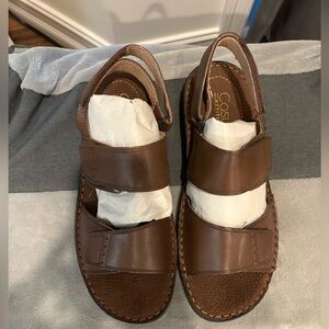 Men’s genuine leather sandals in brown size 12